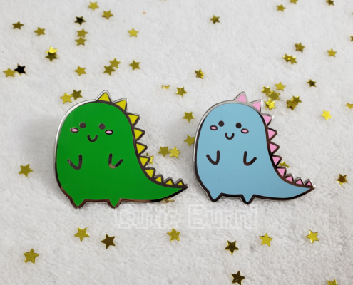 Green & Blue Dino Enamel Pins