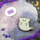 Ghost Cat Enamel Pin says Boo