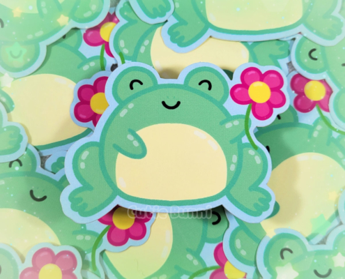 Froggie Flower Vinyl Stickers