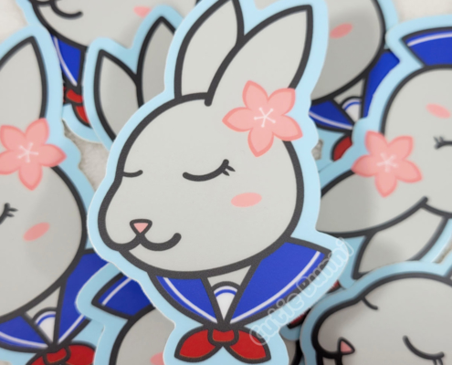 Sakura Schoolgirl Bunny (Blue) Stickers