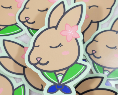 Sakura Schoolgirl Bunny (Green) Stickers