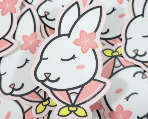 Sakura Schoolgirl Bunny (Pink) Vinyl Stickers